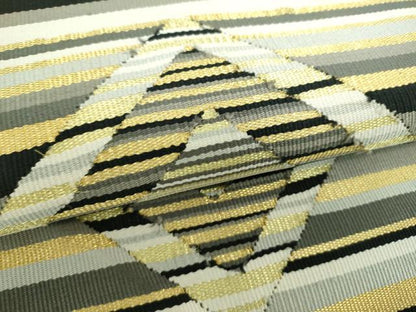 平和屋着物●ひなや工房　くむ・あむ・おる　伊豆蔵明彦　太鼓柄袋帯　菱文　金糸　正絹　逸品　DABE5519ps