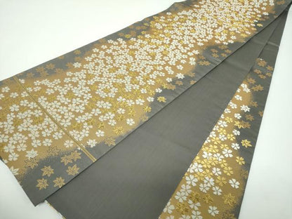 平和屋着物●六通柄袋帯　唐織　平安五彩　舞楓桜　金糸　正絹　逸品　DABE5521ps