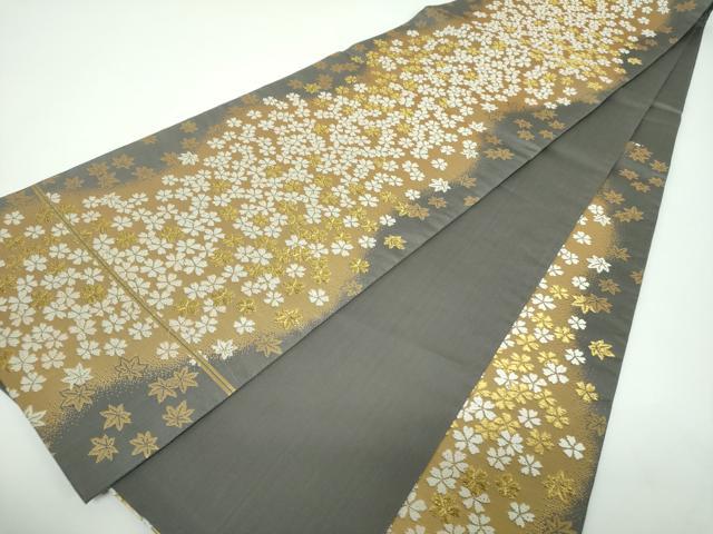 平和屋着物●六通柄袋帯　唐織　平安五彩　舞楓桜　金糸　正絹　逸品　DABE5521ps