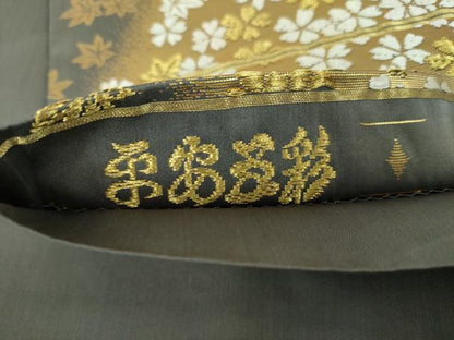 平和屋着物●六通柄袋帯　唐織　平安五彩　舞楓桜　金糸　正絹　逸品　DABE5521ps