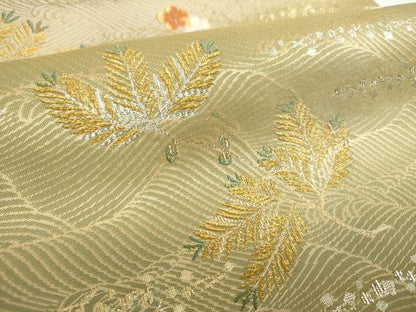 平和屋着物●西陣　織楽浅野謹製　六通柄袋帯　梅松文　金銀糸　三越扱い　正絹　逸品　DABE5523ps