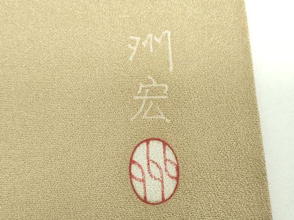 平和屋着物●本加賀友禅作家　木村州宏　太鼓柄袋帯　霞文　銀通し地　正絹　逸品　DABE5524ps
