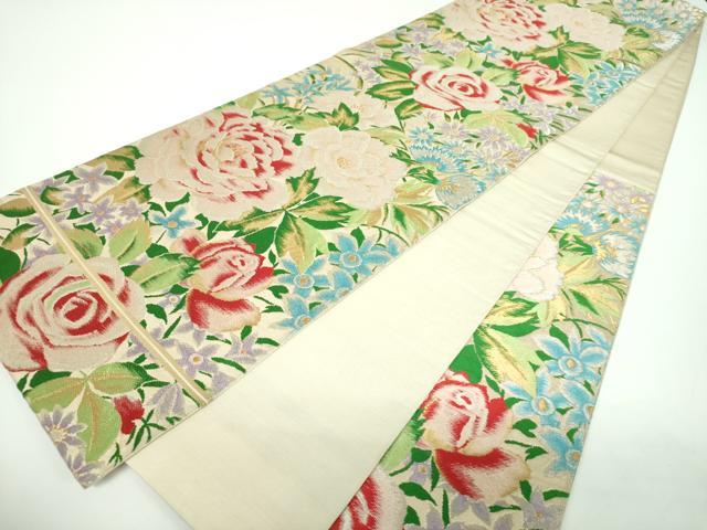 平和屋着物●西陣　川島織物　六通柄　本袋帯　花尽くし　金銀糸　正絹　逸品　DABE5530ps
