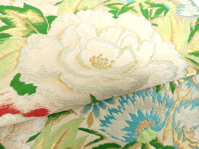 平和屋着物●西陣　川島織物　六通柄　本袋帯　花尽くし　金銀糸　正絹　逸品　DABE5530ps