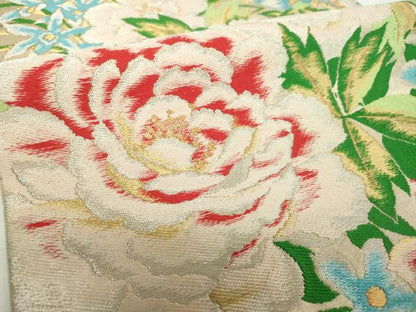 平和屋着物●西陣　川島織物　六通柄　本袋帯　花尽くし　金銀糸　正絹　逸品　DABE5530ps