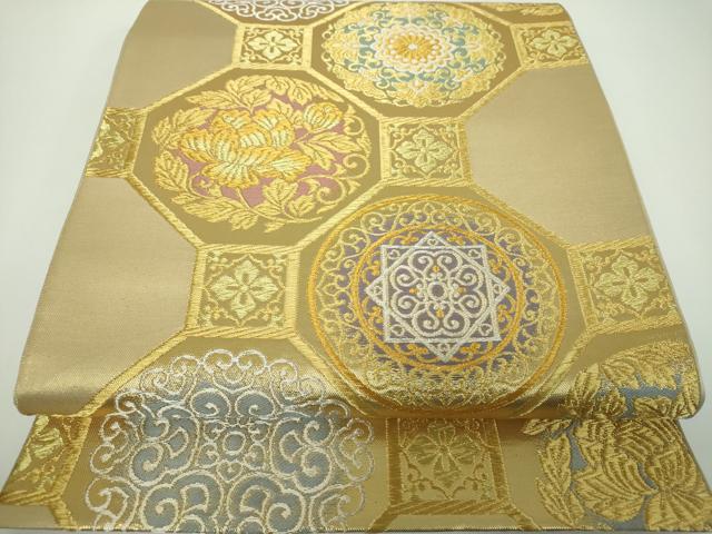 平和屋着物●西陣　川島織物　六通柄　本袋帯　蜀江花文　金銀糸　正絹　逸品　DABE5533ps