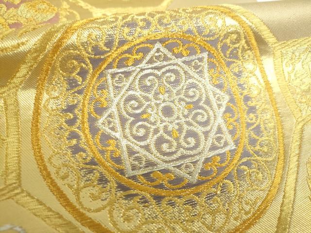 平和屋着物●西陣　川島織物　六通柄　本袋帯　蜀江花文　金銀糸　正絹　逸品　DABE5533ps