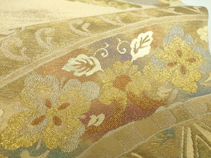 平和屋着物●西陣　竹内織物謹製　両面　六通柄袋帯　天平金華文　金糸　正絹　逸品　DABE5534ps