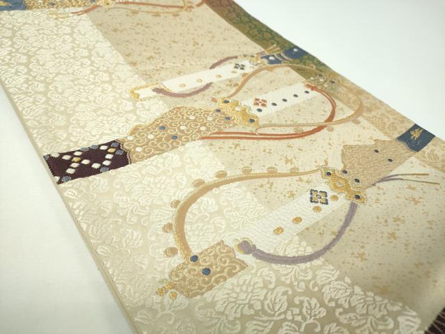 平和屋着物●皇室・伊勢神宮御用　御御帯　山口美術織物　山口弘躬　六通柄袋帯　唐織　御物太刀献上文　金糸　正絹　逸品　DABE5550ps