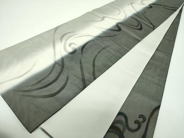 平和屋着物●六通柄袋帯　手描き　立波文　金銀彩　正絹　逸品　未使用　DABE5556ps