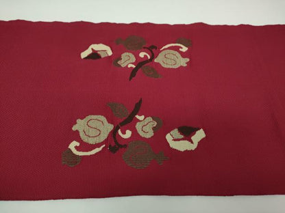 平和屋着物●八寸名古屋帯　すくい織　馬　花唐草文　正絹　逸品　DABE5562ps