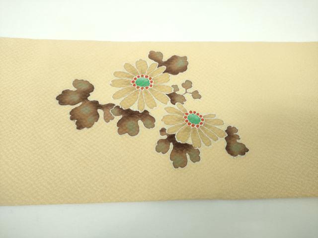 平和屋着物●九寸名古屋帯　休み鳥　南天　草花文　正絹　逸品　DABE5577ps