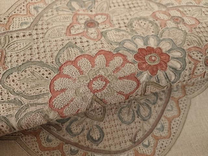 平和屋着物●中国三大刺繍　スワトウ刺繍　汕頭刺繍　総刺繍　九寸名古屋帯　紬地　草花文　証紙付き　正絹　逸品　未使用　DABE5579ps