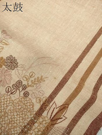 平和屋着物●中国三大刺繍　スワトウ相良刺繍　汕頭相良刺繍　総刺繍　九寸名古屋帯　紬地　草花文　正絹　逸品　DABE5584ps