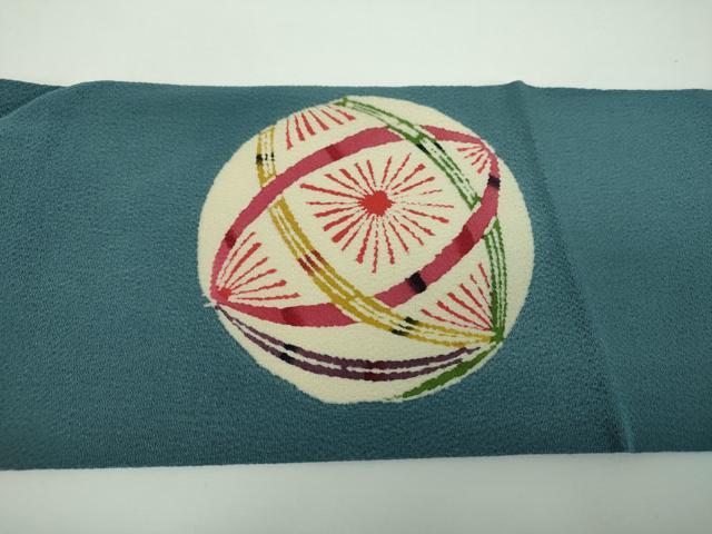平和屋着物●九寸名古屋帯　型染　手毬　鬼しぼ縮緬　三越扱い　正絹　逸品　DABE5608ps
