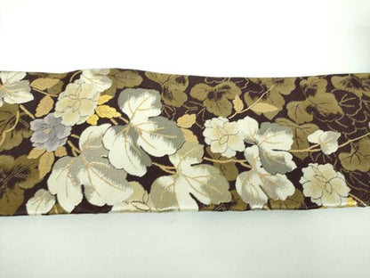 平和屋着物●ワンタッチつけ帯　唐織　蔦の葉花文　金銀糸　やまと誂製　正絹　逸品　DABE5620ps