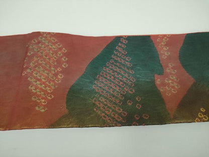 平和屋着物●つけ帯　紬地　絞り　遠山文　正絹　逸品　未使用　DABE5621ps