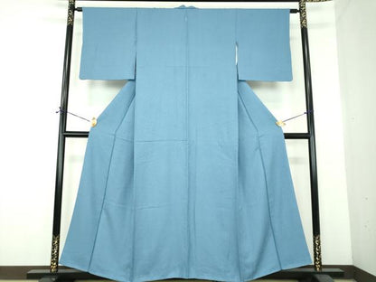 平和屋着物●上質な色無地　紋意匠　紺鼠色　正絹　逸品　DABE5640ps
