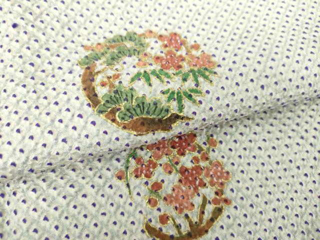 平和屋着物●訪問着　総絞り　松竹梅　金彩　正絹　逸品　DABE5641ps