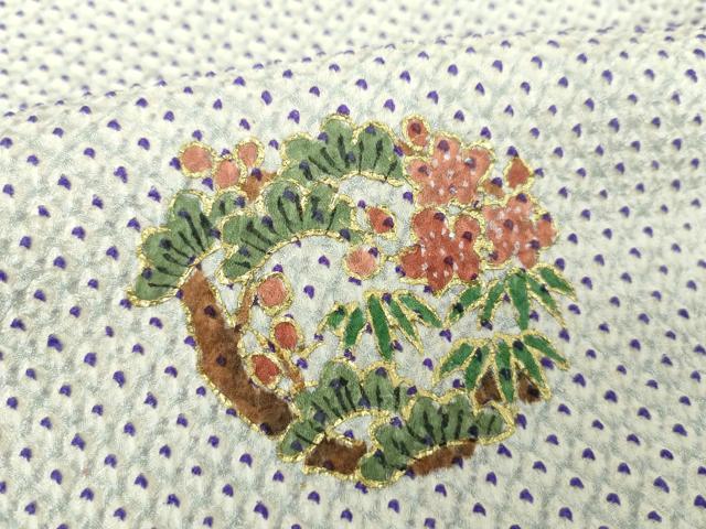 平和屋着物●訪問着　総絞り　松竹梅　金彩　正絹　逸品　DABE5641ps