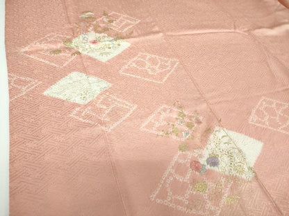 平和屋着物●創業460年・千總　訪問着　刺繍　絞り　吉祥花菱文　金彩　高島屋扱い　正絹　逸品　DABE5642ps