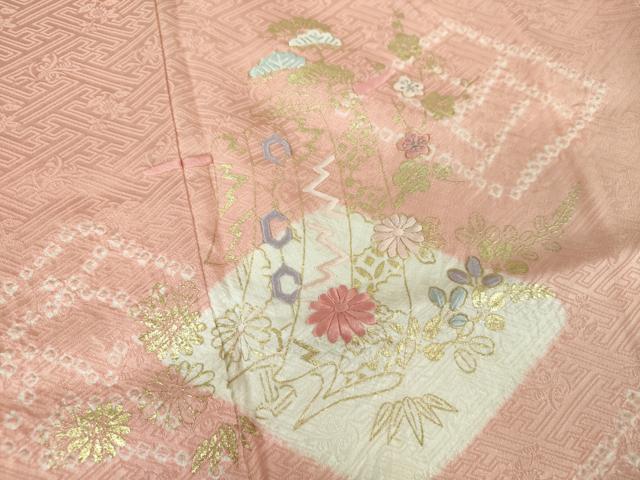 平和屋着物●創業460年・千總　訪問着　刺繍　絞り　吉祥花菱文　金彩　高島屋扱い　正絹　逸品　DABE5642ps