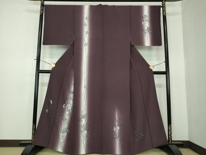平和屋着物●訪問着　手描き　草花文　暈し染め　正絹　逸品　DABE5643ps