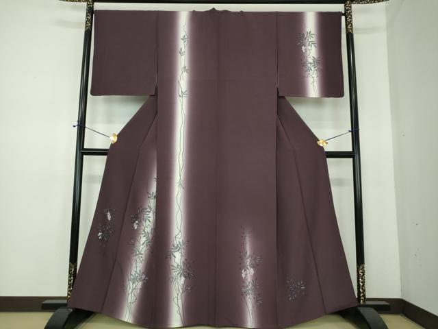 平和屋着物●訪問着　手描き　草花文　暈し染め　正絹　逸品　DABE5643ps