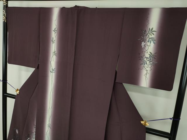 平和屋着物●訪問着　手描き　草花文　暈し染め　正絹　逸品　DABE5643ps