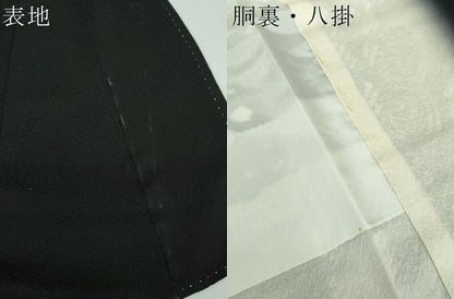 平和屋着物●訪問着　総絞り　舞花文　黒地　正絹　逸品　DABE5648ps