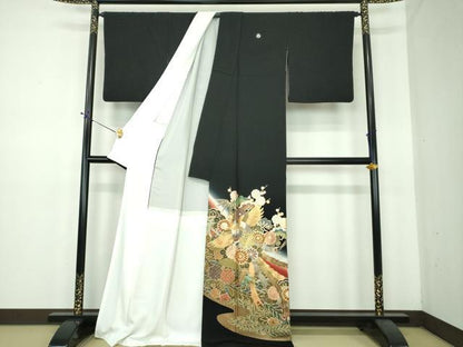 平和屋着物●豪華黒留袖　作家物　鳳凰花文　金銀彩　正絹　逸品　DABE5649ps