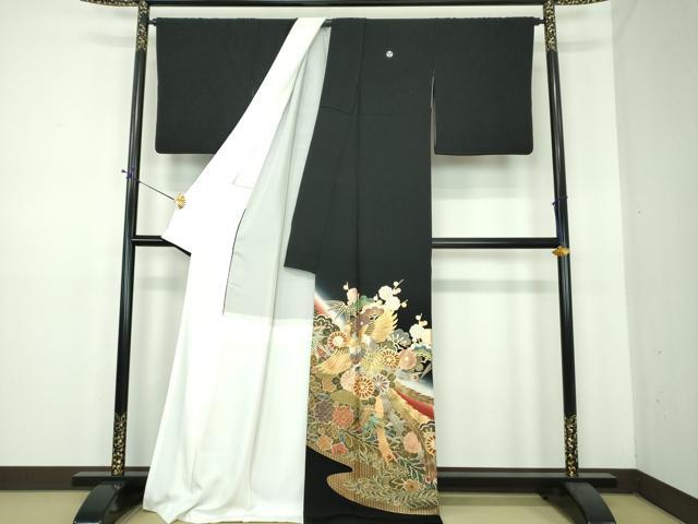 平和屋着物●豪華黒留袖　作家物　鳳凰花文　金銀彩　正絹　逸品　DABE5649ps