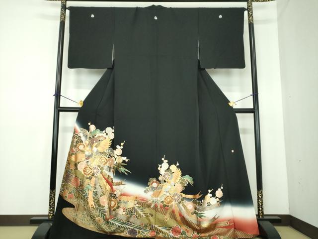 平和屋着物●豪華黒留袖　作家物　鳳凰花文　金銀彩　正絹　逸品　DABE5649ps