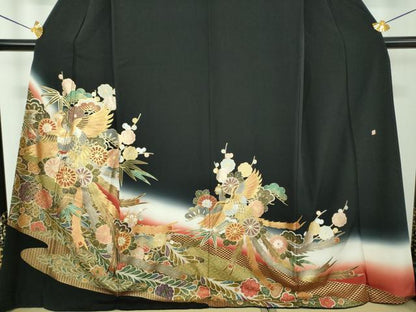 平和屋着物●豪華黒留袖　作家物　鳳凰花文　金銀彩　正絹　逸品　DABE5649ps