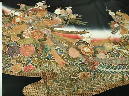 平和屋着物●豪華黒留袖　作家物　鳳凰花文　金銀彩　正絹　逸品　DABE5649ps