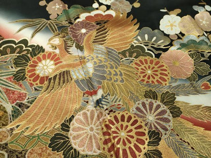 平和屋着物●豪華黒留袖　作家物　鳳凰花文　金銀彩　正絹　逸品　DABE5649ps
