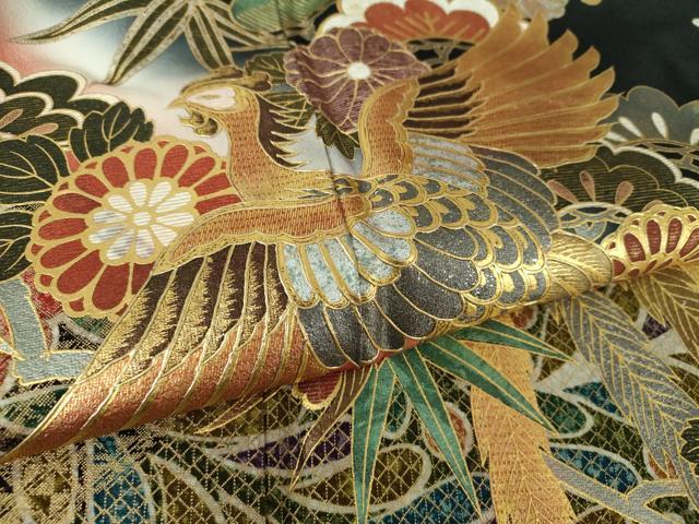 平和屋着物●豪華黒留袖　作家物　鳳凰花文　金銀彩　正絹　逸品　DABE5649ps