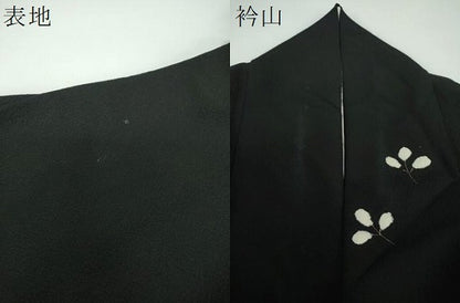 平和屋着物●豪華振袖　舞花文　黒地　金彩　正絹　逸品　DABE5650ps
