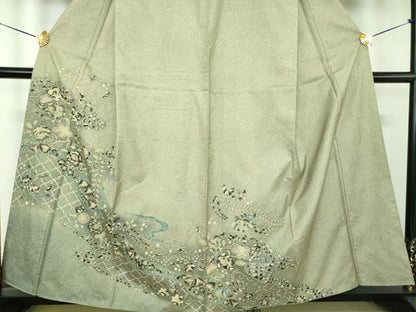 平和屋着物●創業140年　小糸染芸の四代目　小糸敏夫　訪問着　紬地　絞り　辻が花　正絹　逸品　DABE5652ps