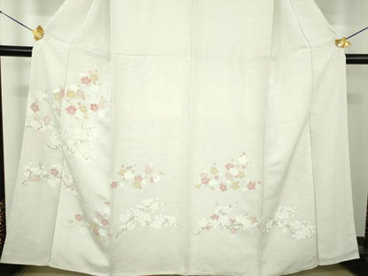 平和屋着物●訪問着　刺繍　枝梅　金彩　正絹　逸品　DABE5653ps