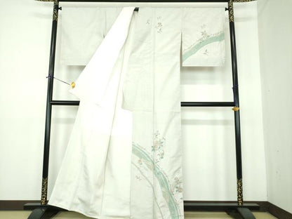 平和屋着物●中国三大刺繍　スワトウ相良刺繍　汕頭相良刺繍　総刺繍　訪問着　本場大島紬地　更紗花文　正絹　逸品　DABE5655ps