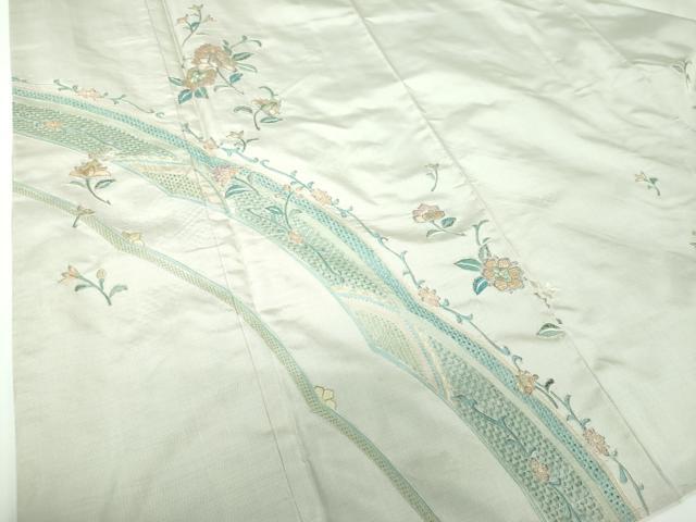 平和屋着物●中国三大刺繍　スワトウ相良刺繍　汕頭相良刺繍　総刺繍　訪問着　本場大島紬地　更紗花文　正絹　逸品　DABE5655ps