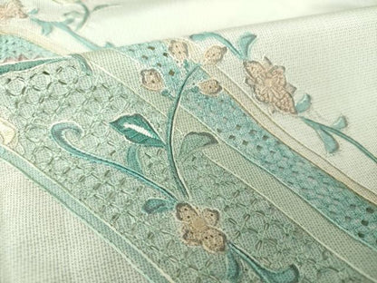 平和屋着物●中国三大刺繍　スワトウ相良刺繍　汕頭相良刺繍　総刺繍　訪問着　本場大島紬地　更紗花文　正絹　逸品　DABE5655ps