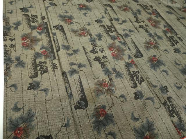 平和屋着物●本場大島紬　9マルキ　草花文　正絹　逸品　DABE5657ps
