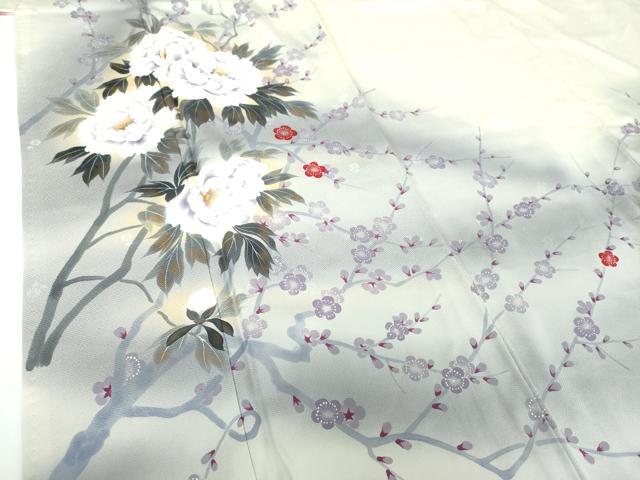 平和屋着物●訪問着　手描き　牡丹文　槍梅　暈し染め　正絹　逸品　DABE5658ps