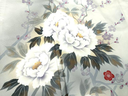 平和屋着物●訪問着　手描き　牡丹文　槍梅　暈し染め　正絹　逸品　DABE5658ps