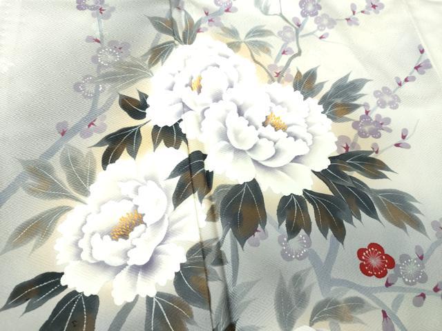 平和屋着物●訪問着　手描き　牡丹文　槍梅　暈し染め　正絹　逸品　DABE5658ps