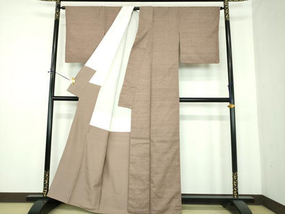 平和屋着物●結城紬　色無地　鳩羽鼠色　正絹　逸品　DABE5659ps