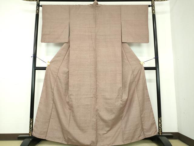 平和屋着物●結城紬　色無地　鳩羽鼠色　正絹　逸品　DABE5659ps
