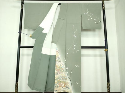 平和屋着物●訪問着　作家物　枝花風景　暈し染め　正絹　逸品　DABE5662ps